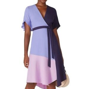 NWT Hutch ANTHROPOLOGIE Colorblock Midi Flutter Sleeve Wrap Dress -Sz Small